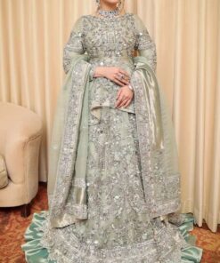 Designer Ivory Pakistani Wedding Waleema Skirt with Peplum and Embellishment - DN-1512