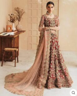 Red Designer Indian Bridal Lehenga Choli with Embroidery - DN-1538