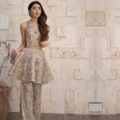Designer Embroidered Partywear Peplum with Pant Bespoke - DN-1212