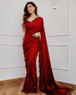 Designer Partywear and Wedding Saree with Sequence Work Bespoke made to order - DN-1286