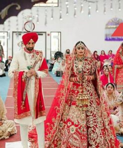 Punjabi Bride Long Veil Red Shadi Jora Fully Handmade Embellishment Lehenga Choli Anarkali Dress New - DN-2066