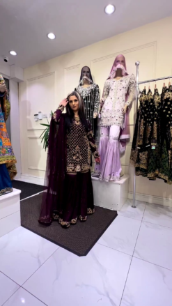 Puple Designer Partywear Garara with Embellishment - DN-1489