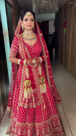 Red Traditional Indian Bridal lehenga choli with Golden Embroidery - DN-1446