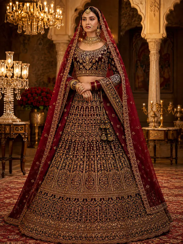Royal Velvet Bridal Lehenga Set (Dummy)