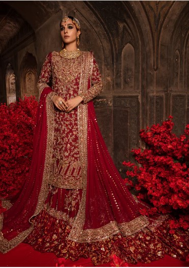 red bridal lehenga