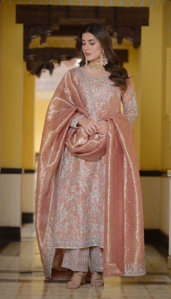 peach sharara suit,