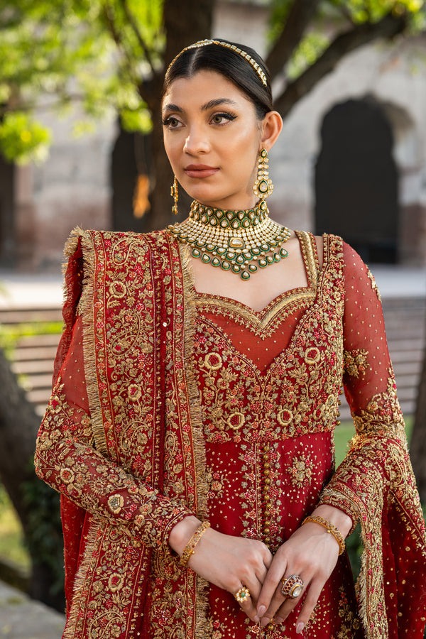 red bridal lehenga
